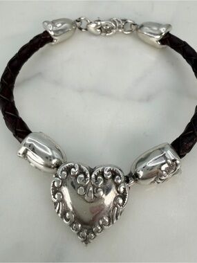 Vintage Brighton Heart Cupid’s Bandit Bracelet Adjustable Leather Braid Retired